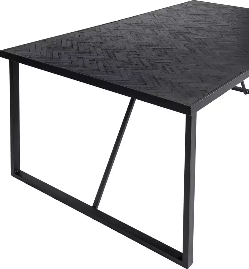 Duverger Herringbone Eettafel zwart visgraat parket metalen frame rechthoek 200x100