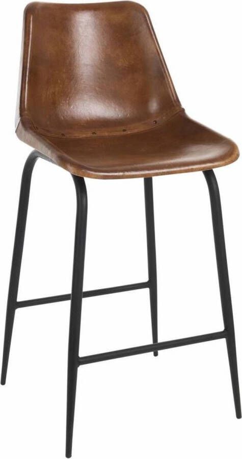 Duverger High chair 2 Barstoel set van 2 cognac leder metaal - Foto 1
