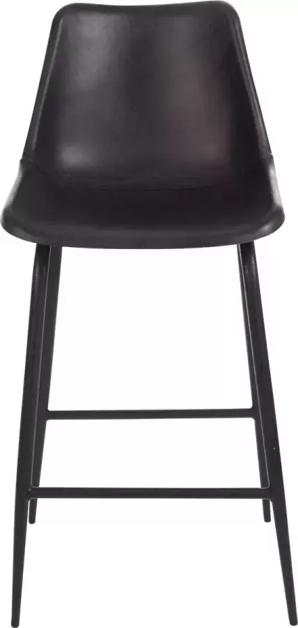 Duverger High chair Barstoel set van 2 zwart leder metaal - Foto 1