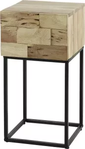 Duverger Industry Sandblast Nachtkastje XS massief acacia 1 lade gezandstraald metalen frame