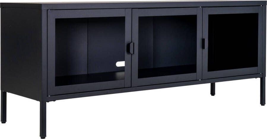 Duverger Knock TV-meubel zwart staal 3 glasdeuren 130x55x40cm - Foto 2