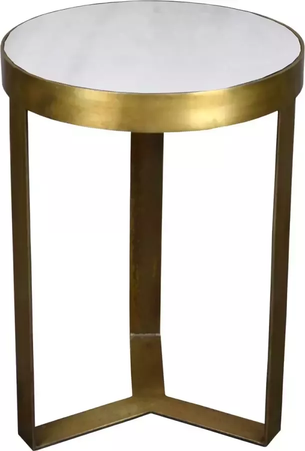 Duverger Marble Bijzettafel 40cm marmer gecoat staal wit goud rond