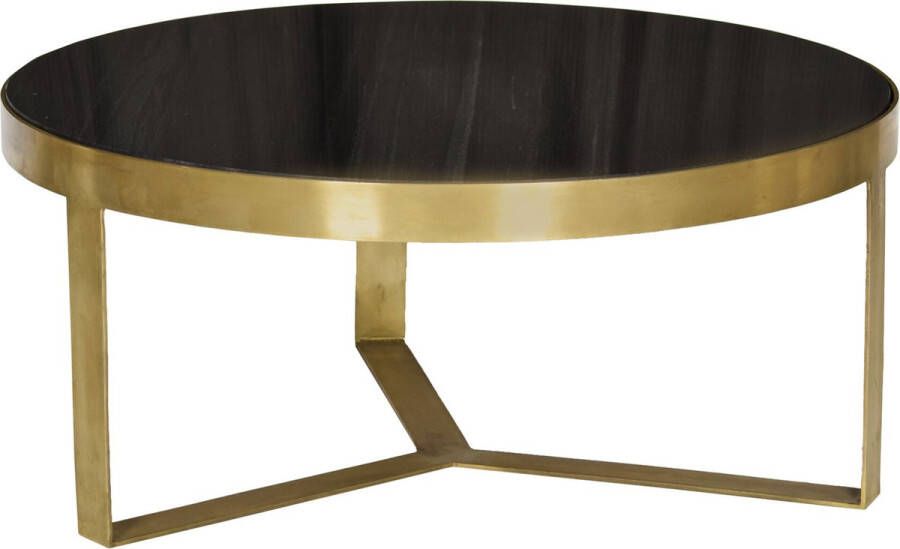 Duverger Marble Bijzettafel 80cm marmer gecoat staal zwart goud rond