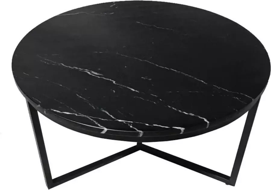 Duverger Marble Salontafel rond 60cm marmer zwart generfd uniek ster frame staal zwart gepoedercoat