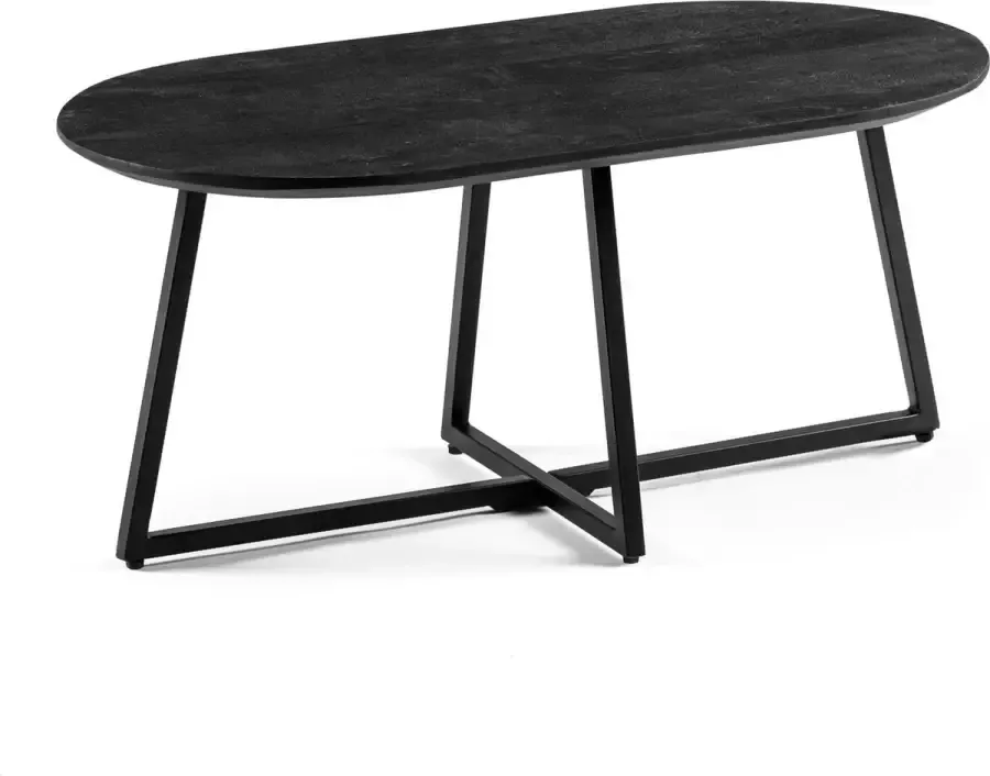 Duverger Home Duverger Offering Salontafel ovaal mango stalen trapeziumpoten zwart - Foto 2
