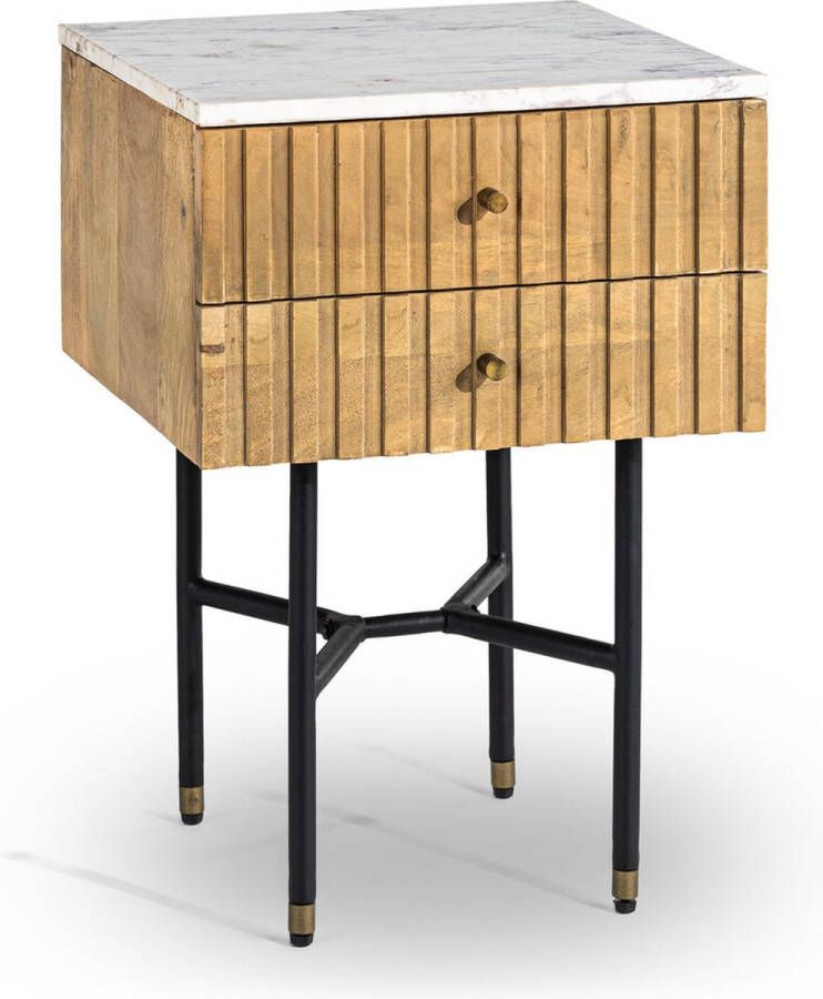 Duverger Piano Nachtkastje mango naturel marmer blad- wit
