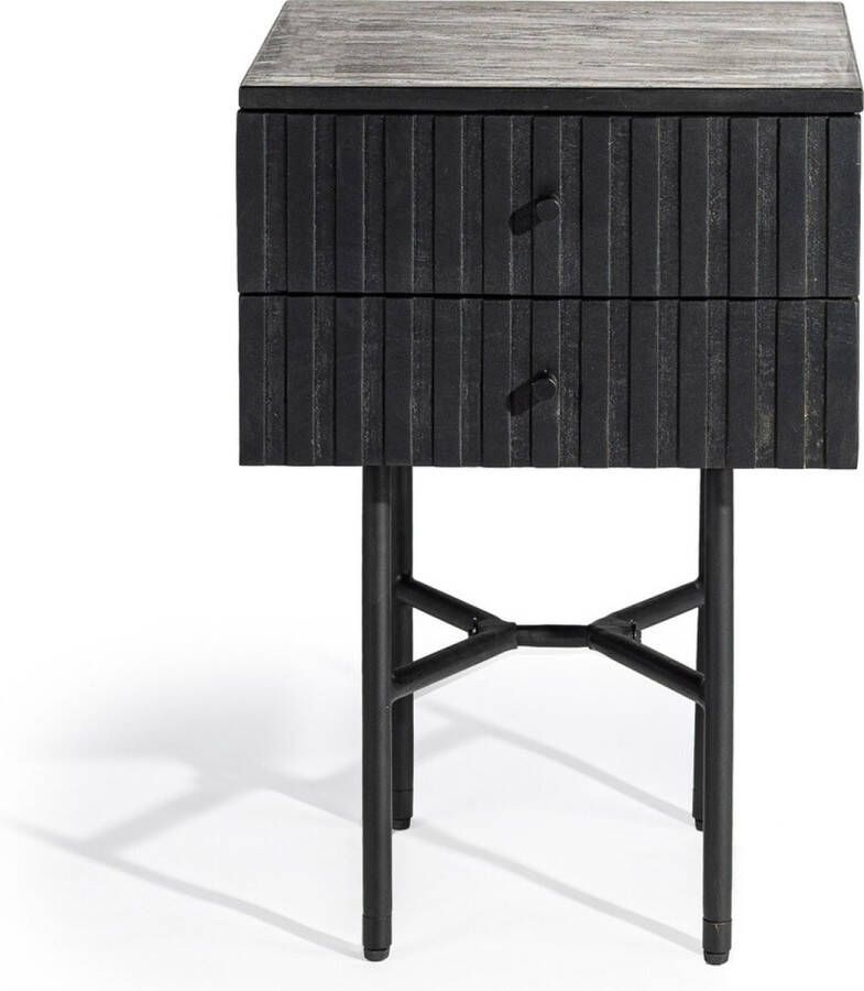 Duverger Piano- Nachtkastje mango zwart marmer blad- zwart