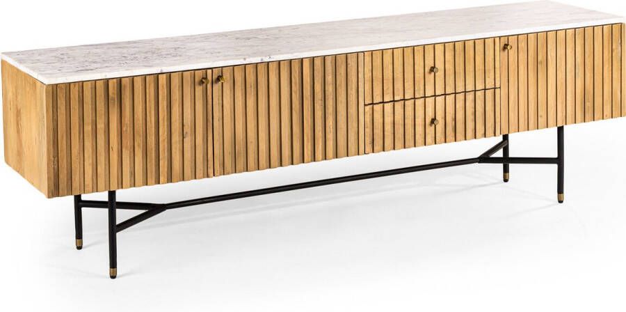 Duverger Piano Tv-meubel L175cm mango naturel marmer blad- wit