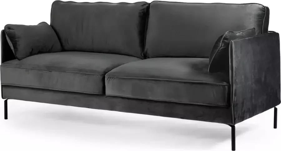 Duverger Piping Sofa 3-zit bank donkergrijs fancy velvet stalen pootjes zwart - Foto 1