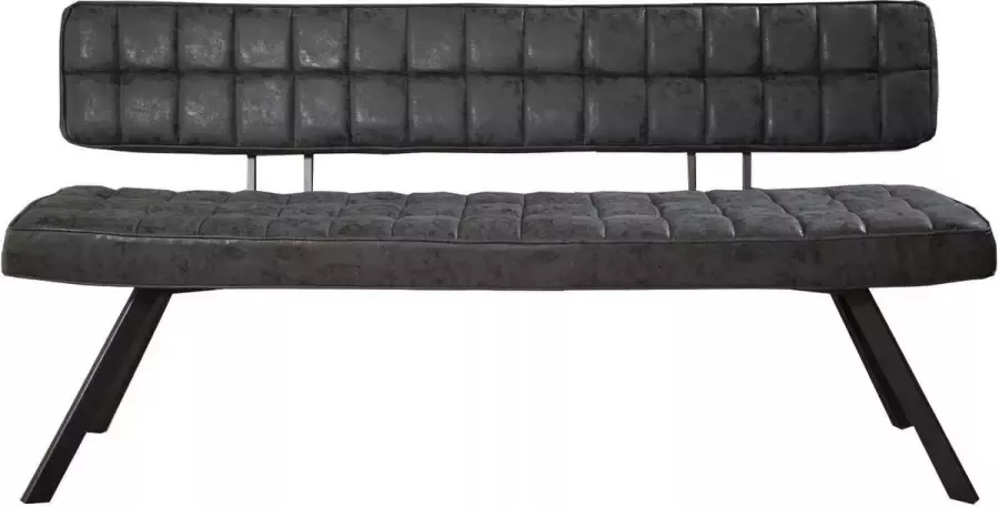 Duverger Retro eetkamerbank L 150cm PU wax met kruistiksel zwart open rug - Foto 1