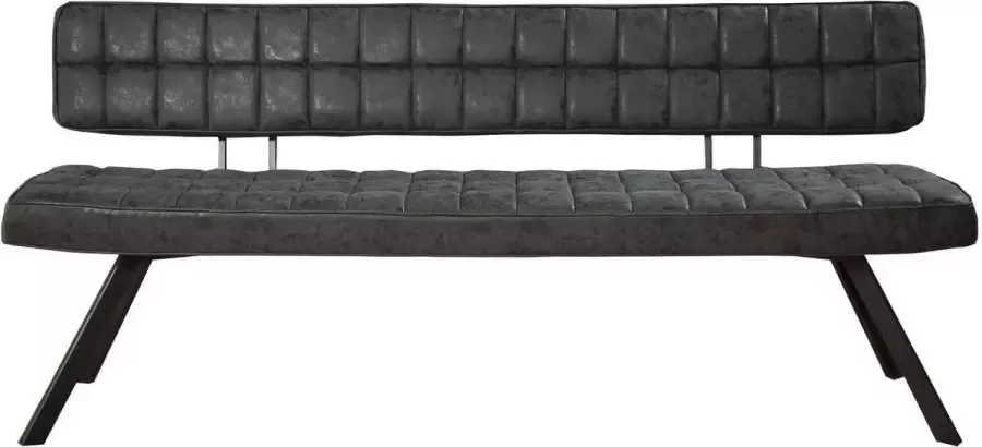 Duverger Retro eetkamerbank L 180cm PU wax met kruistiksel zwart open rug