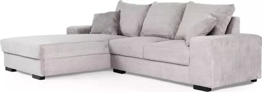 Duverger Ribbed Sofa 3-zit bank chaise longue links grijs zacht zittende geribbelde stof kunststof pootjes zwart - Foto 1