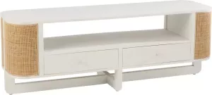 Duverger Rotan TV-meubel hout rotan wit naturel 2 lades 1 grote nis U-poten