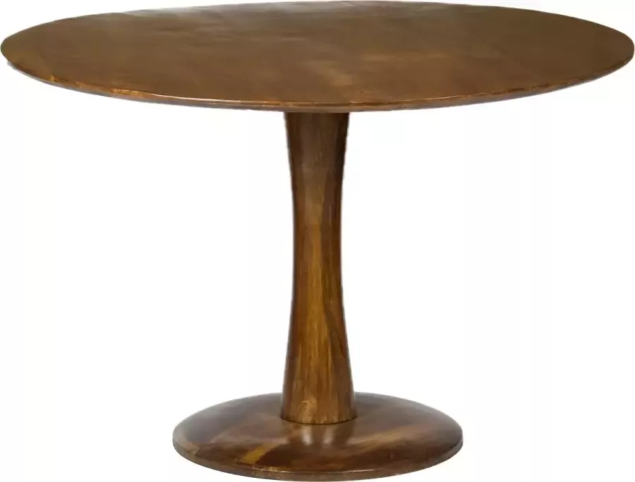 Duverger Scandi-design Eettafel rond 120cm bruin mangohout massief centrale poot - Foto 1