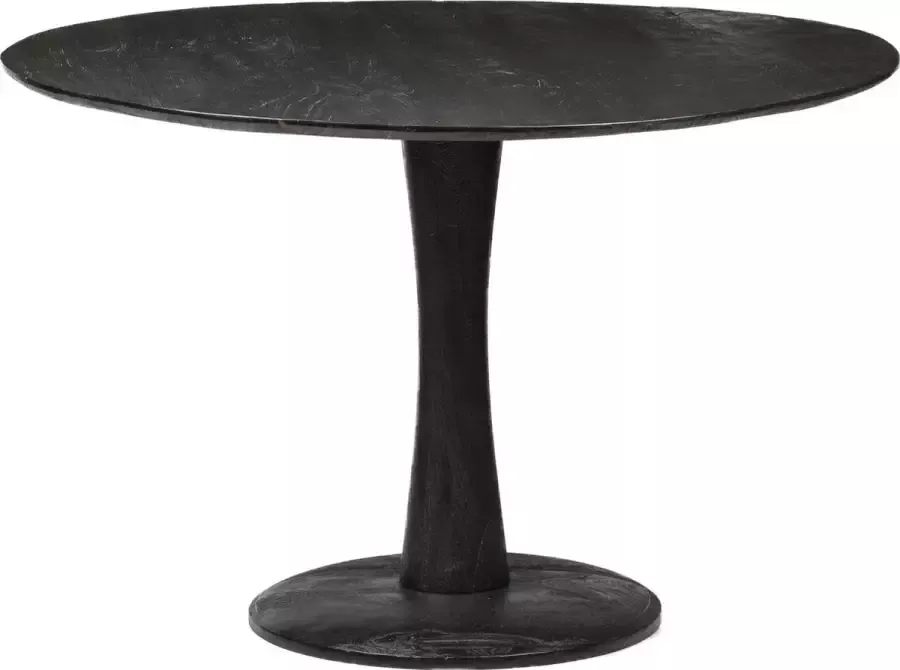 Duverger Scandi-design Eettafel rond 120cm zwart- mangohout massief centrale poot