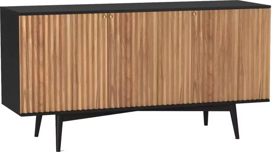 Duverger Scandinavian Black Piano Dressoir 3 deuren massief acacia naturel zwarte omkasting