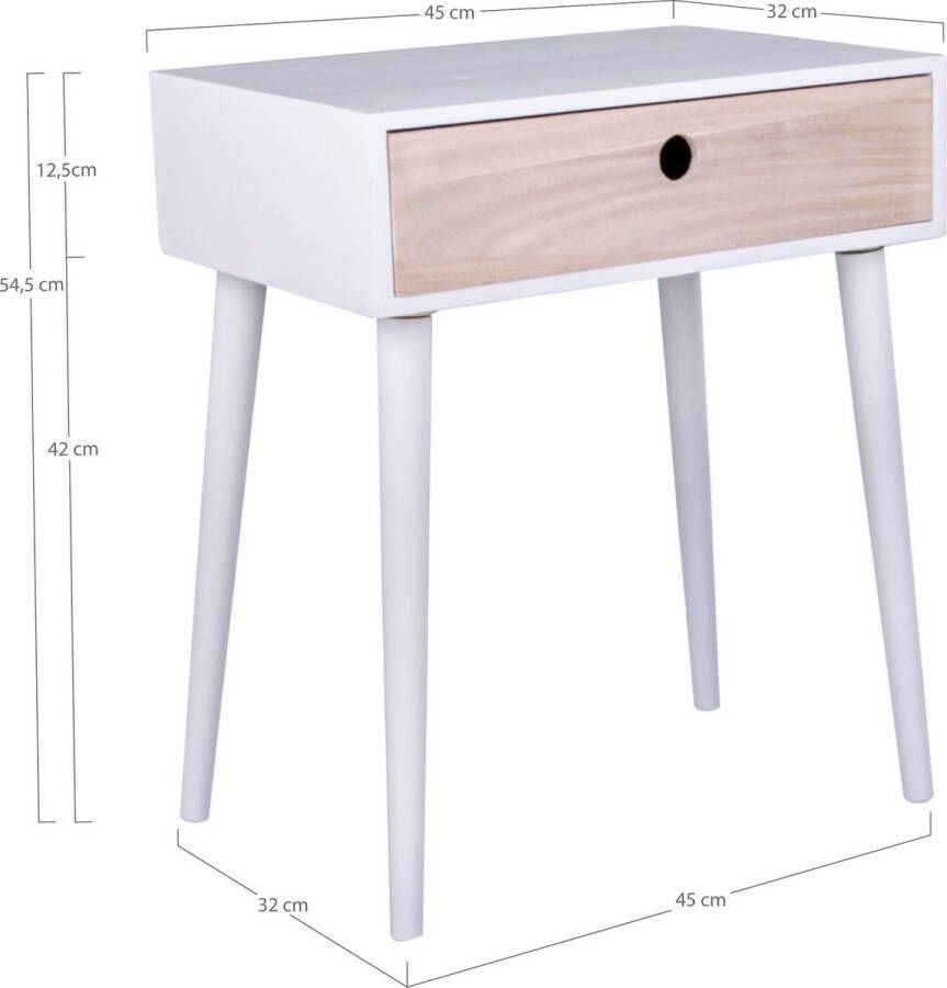 House Nordic Scandinight Salontafel wit paulowna hout 1 lade naturel 4 poten - Foto 2