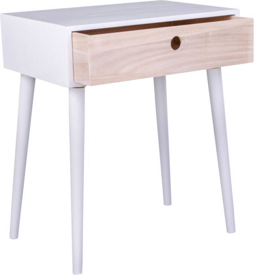 House Nordic Scandinight Salontafel wit paulowna hout 1 lade naturel 4 poten