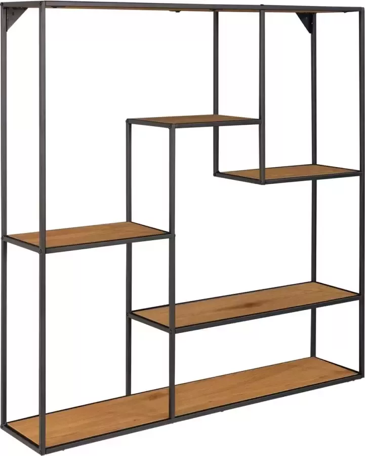 Duverger Scandirack Rek spaanplaat 5 schappen multilevel eikenlook stalen frame zwart - Foto 2