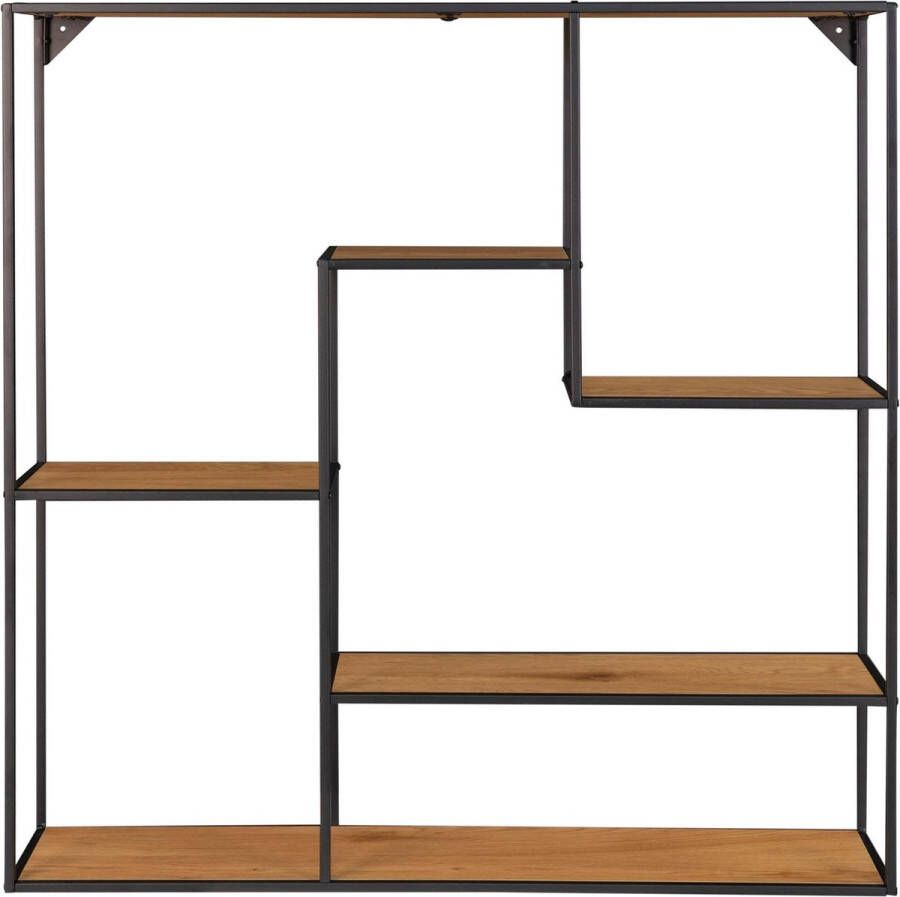 Duverger Scandirack Rek spaanplaat 5 schappen multilevel eikenlook stalen frame zwart - Foto 1