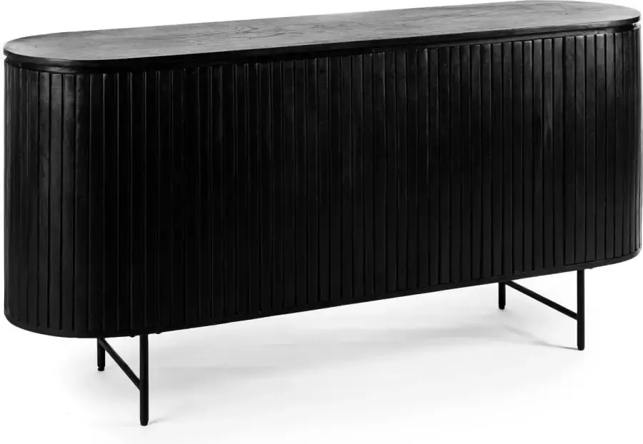 Duverger Steampunk TV-meubel 165cm acacia zwart 4 deuren 4 schappen staal zwart - Foto 1