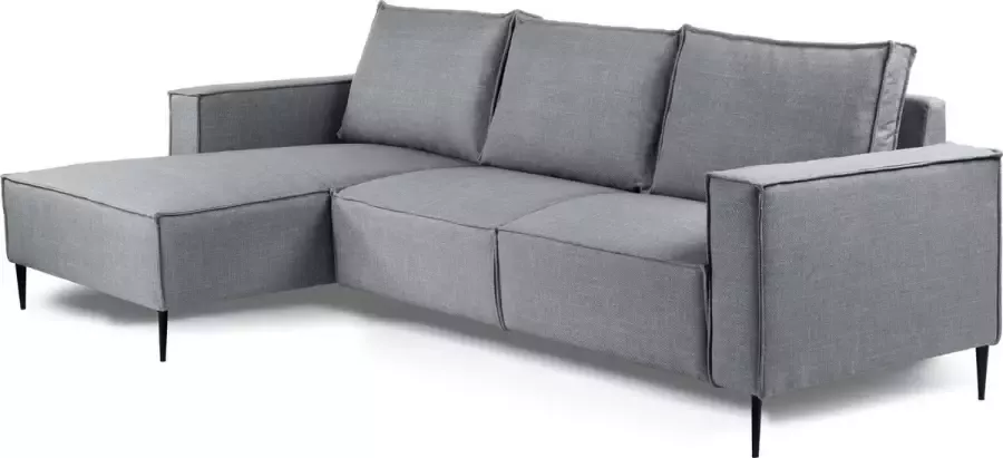 Duverger Twisted Sofa 3-zit bank korte chaise longue links grijs Woven stalen pootjes zwart - Foto 1