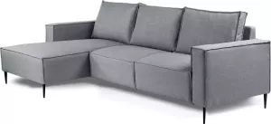 Duverger Twisted Sofa 3-zit bank korte chaise longue links grijs Woven stalen pootjes zwart