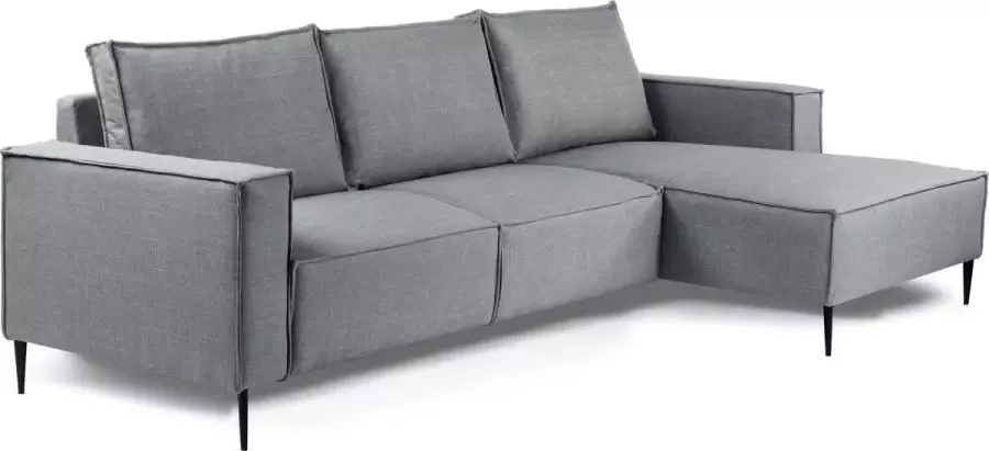 Duverger Twisted Sofa 3-zit bank korte chaise longue rechts grijs Woven stalen pootjes zwart - Foto 1