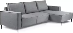 Duverger Twisted Sofa 3-zit bank korte chaise longue rechts grijs Woven stalen pootjes zwart
