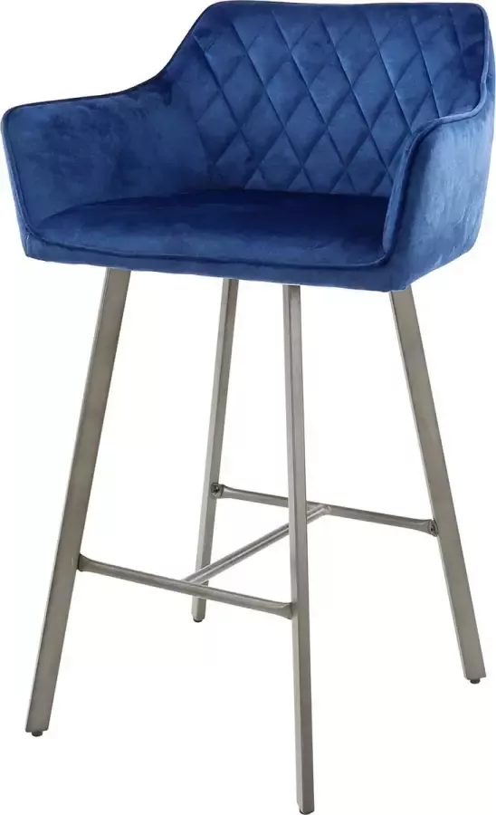 Duverger Velvet Steel Barstoel set van 2 fluweel blauw staal grijs - Foto 1