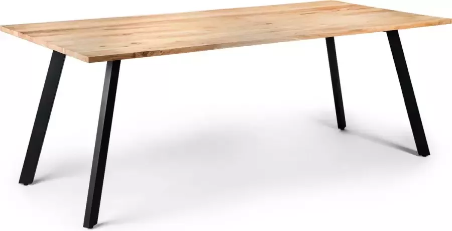 Duverger Viking Eetkamertafel 200cm acacia naturel schuine poten staal zwart - Foto 1