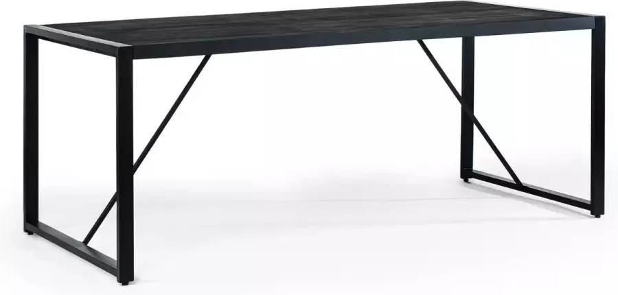 Duverger Windowed Eettafel mango zwart 200x90cm stalen frame zwart