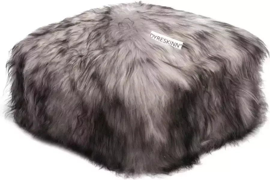 Duverger Woolly Pouf Poef dierenvacht schaap melange grijs vierkant