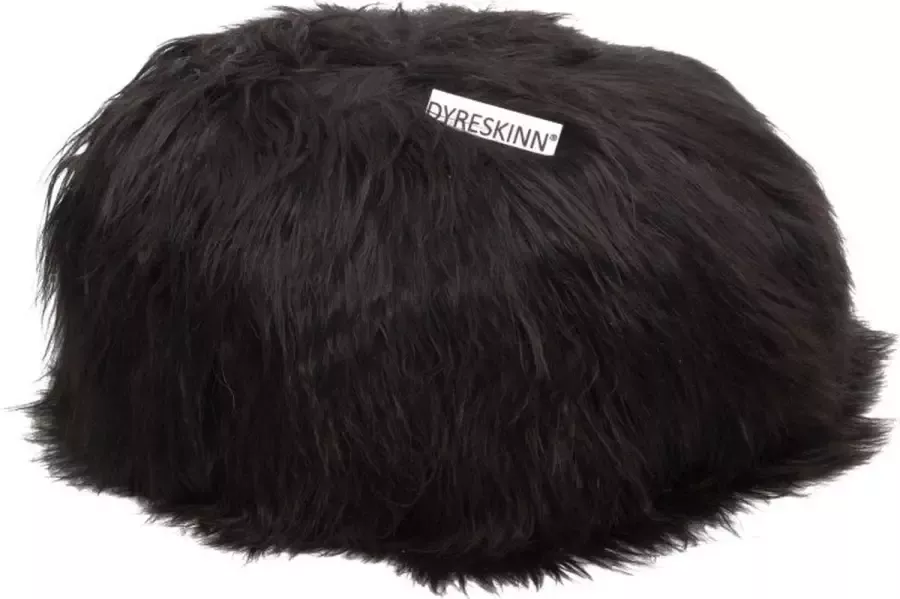 Duverger Woolly Pouf Poef dierenvacht schaap natural zwart rond Ø60