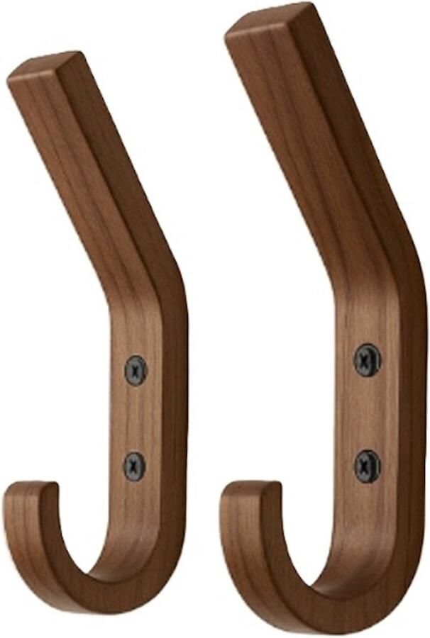 DWIH Nordic Design Kapstokhaken Set van 2 Walnoot Model BINK
