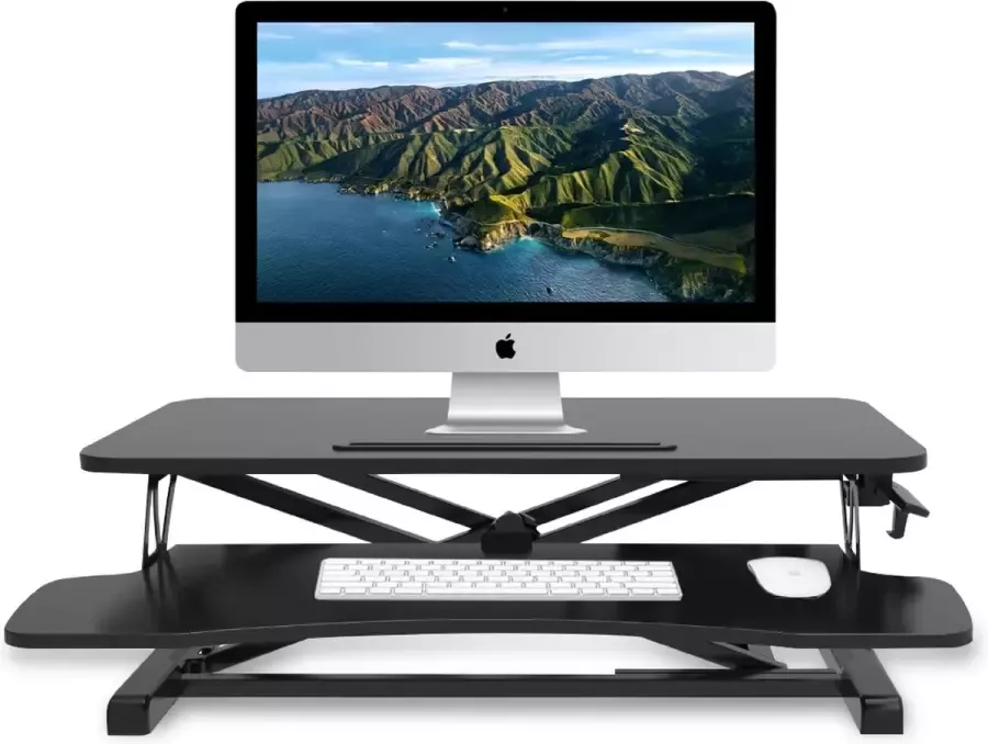 Dynaseat Bureau verhoger voor zit sta werkplek zit sta bureau verhoger stabureau voor twee monitoren