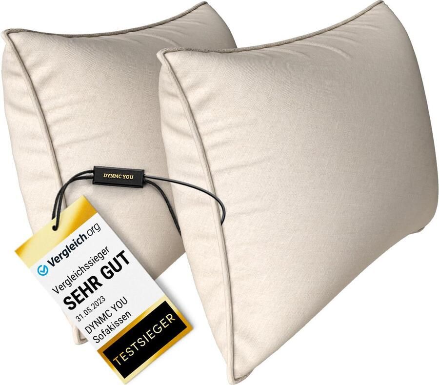 DYNMC you Sierkussen met Binnenkussen en Hoes 2 Stuks 40 x 60 cm Beige Kussens Woonkamer Oeko TEX Katoen Comfortabele Sierkussens voor op de Bank Decoratie Kussens Wasbaar Met Ritssluiting