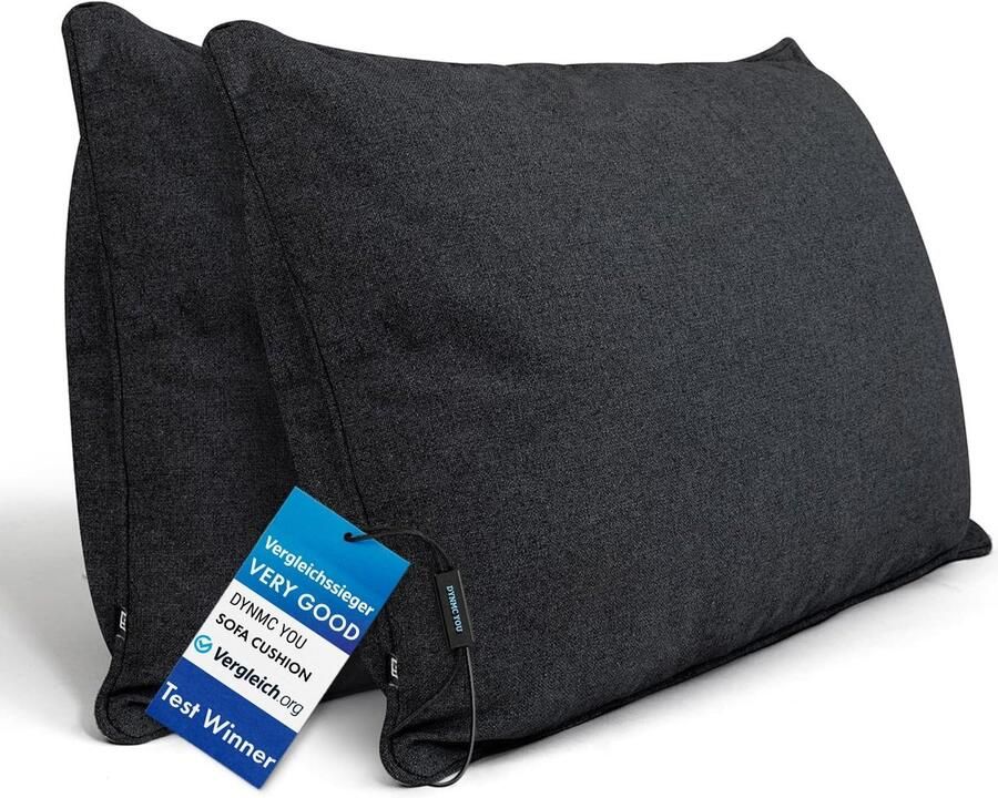 DYNMC you Sierkussen met Binnenkussen en Hoes 2 Stuks 40 x 70 cm Antraciet Kussens Woonkamer Oeko TEX Katoen Comfortabele Sierkussens voor op de Bank Decoratie Kussens Wasbaar Met Ritssluiting