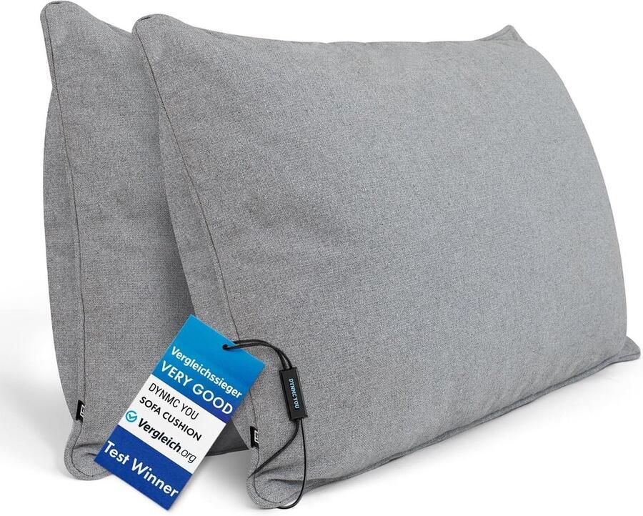DYNMC you Sierkussen met Binnenkussen en Hoes 2 Stuks 40 x 70 cm Grijs Kussens Woonkamer Oeko TEX Katoen Comfortabele Sierkussens voor op de Bank Decoratie Kussens Wasbaar Met Ritssluiting