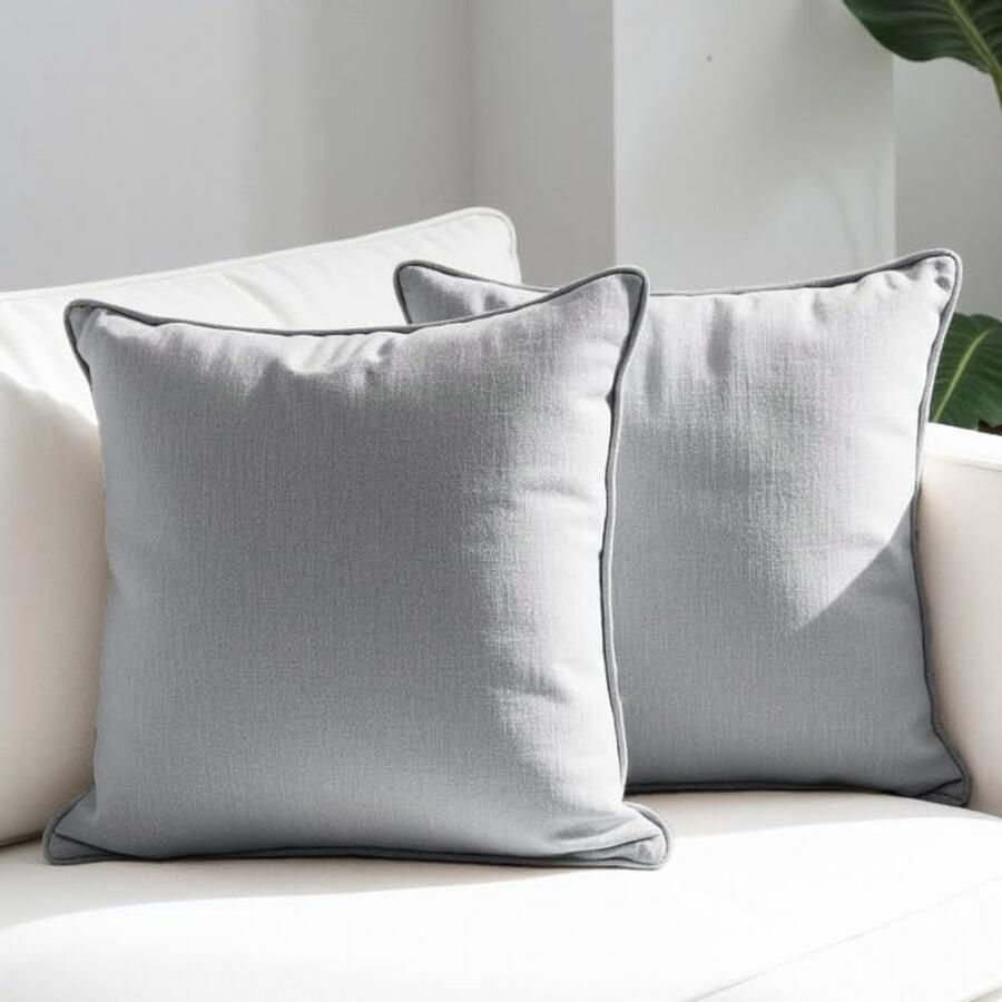 DYNMC you Sierkussen met Binnenkussen en Hoes 2 Stuks 50 x 50 cm Grijs Kussens Woonkamer Oeko TEX Katoen Comfortabele Sierkussens voor op de Bank Decoratie Kussens Wasbaar Met Ritssluiting