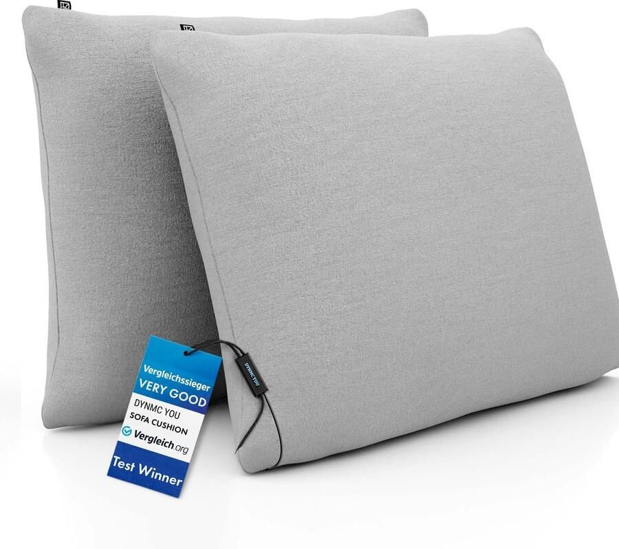 DYNMC you Sierkussen met Binnenkussen en Hoes 2 Stuks 60 x 80 cm Grijs Kussens Woonkamer Oeko TEX Katoen Comfortabele Sierkussens voor op de Bank Decoratie Kussens Wasbaar Met Ritssluiting