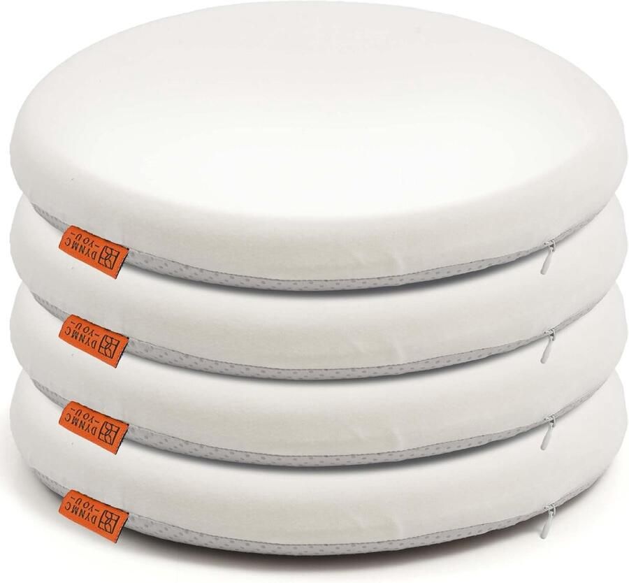 DYNMC you Zitkussen Tuinstoel 4 Stuks Stoelkussens Eetkamer 39 cm Rond OEKO-TEX Middelhard Zitkussen Orthopedisch met Traagschuim Wasbaar Stoelkussen Buiten & Binnen Tuinkussens Stoel Kussen