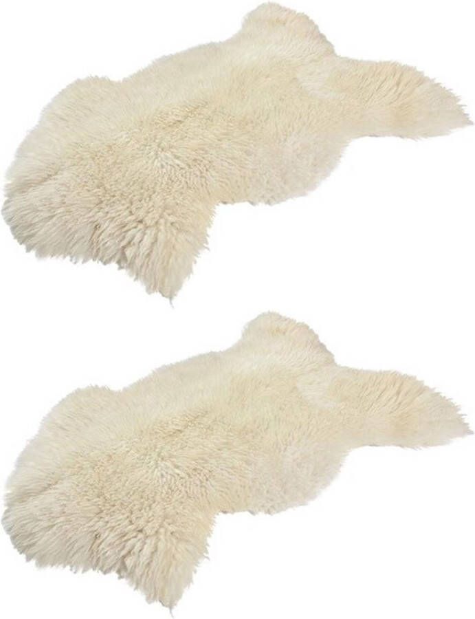 Dyreskinn 100% ECHT Schapenvacht Natuurlijk Wit Creme (80-95cm) set van 2 vachten