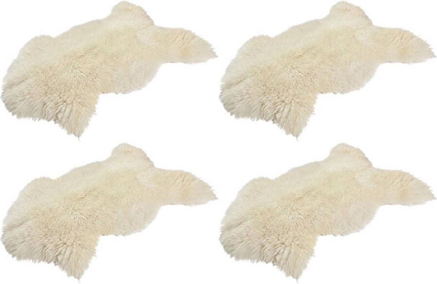 Dyreskinn 100% ECHT Schapenvacht Natuurlijk Wit Creme (80-95cm) set van 4 vachten