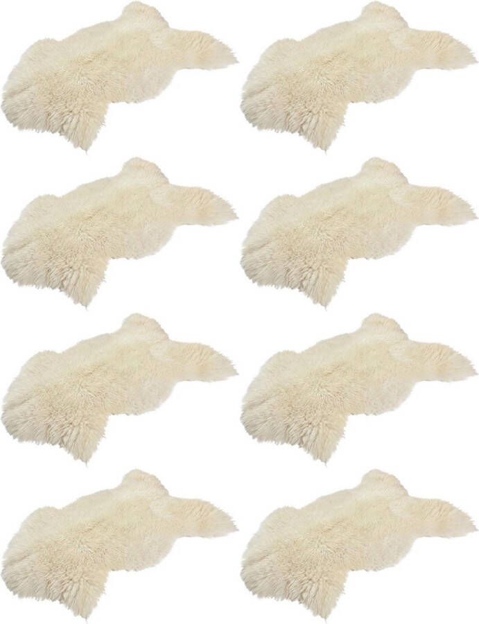 Dyreskinn 100% ECHT Schapenvacht Natuurlijk Wit Creme (80-95cm) set van 8 vachten