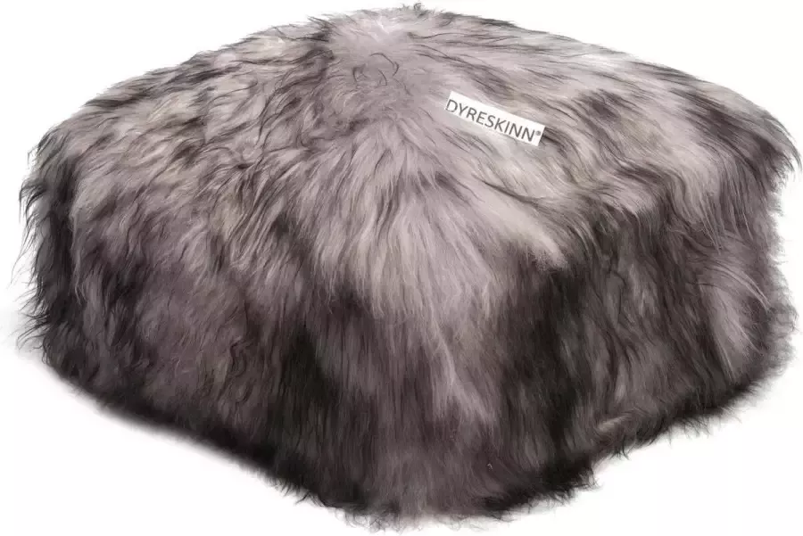 Dyreskinn Poef schapenvacht IJslands Melange grijs vierkant 60x60x40cm