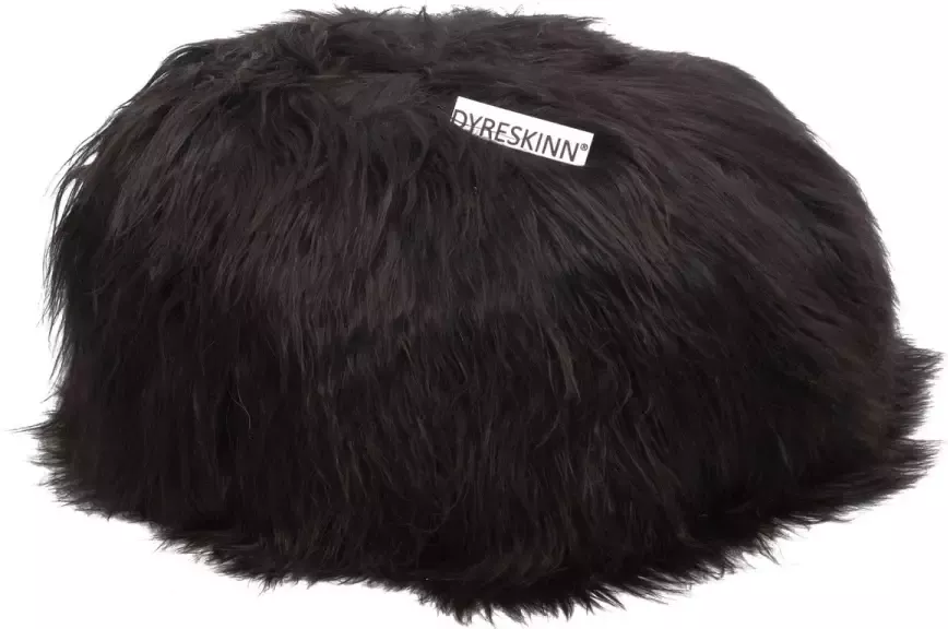 Dyreskinn Poef schapenvacht IJslands Natural zwart rond Ø60 x 40cm