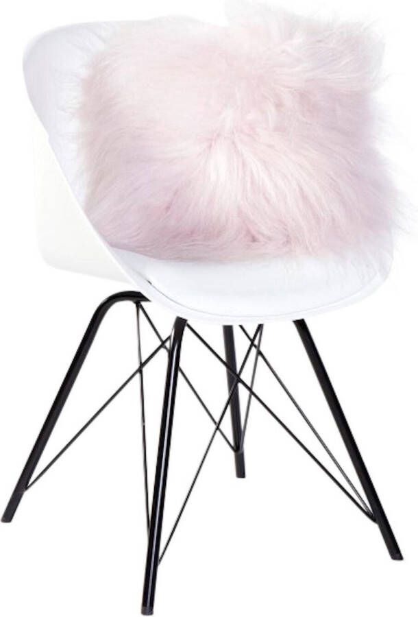 Dyreskinn Sierkussen schapenvacht IJslands Lichtroze 35 x 35cm