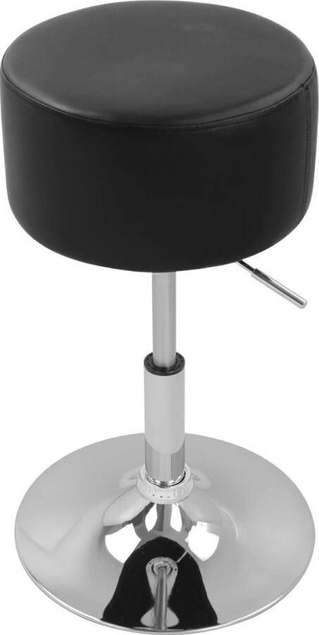 Dytroux BH14sz-1 Design kruk met Handvat Traploze Hoogteverstelling Verchroomd Staal anti-slip rubber onderhoudsvriendelijk kunstleer goed gepolsterde zitting zwart