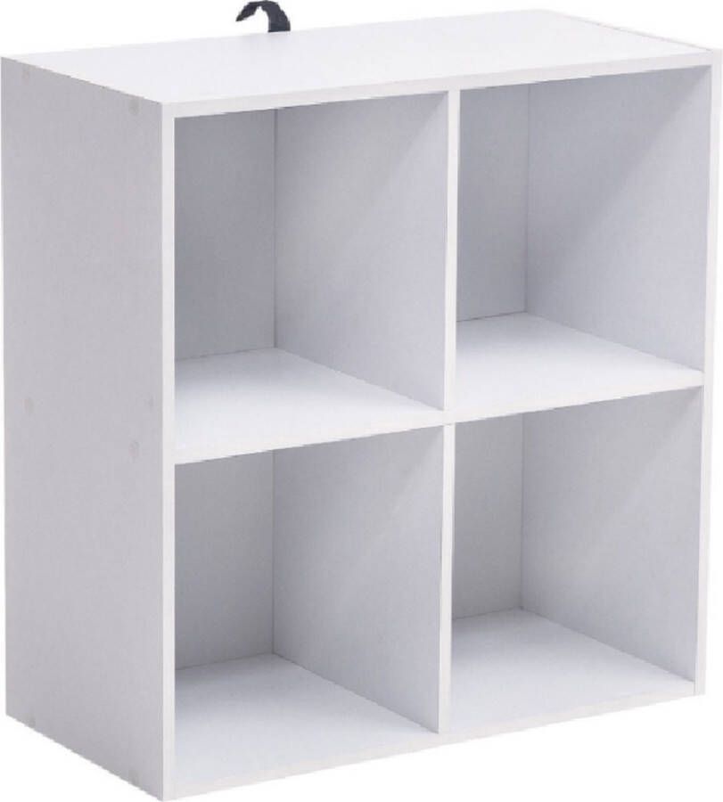 Dytroux Boekenkast met 4 Vakken Opbergkast Vakkenkast Wit 60x29.5x60 cm